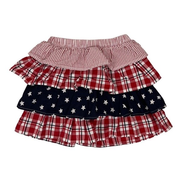 Gymboree Girls Size 7 Tiered Stars Stripes Seersucker Patriotic Skirt - Picture 1 of 3